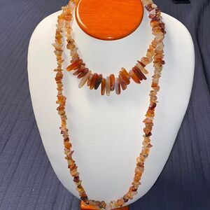 Genuine Vintage Carnelian Agate Double Layer Necklace